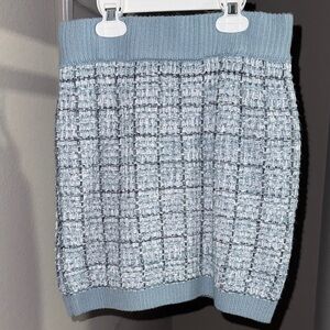 Francesca's Collections Blue Tweed Mini Skirt